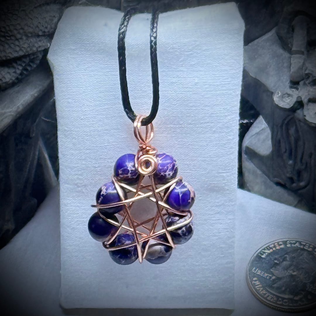 Genuine Gemstones - Pendant - Elven Star - LG Purple Agate