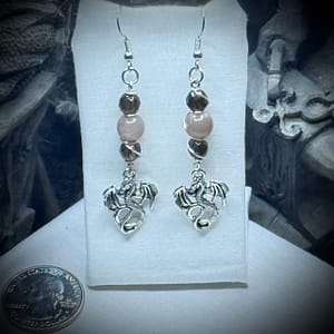 Genuine Gemstones - Earrings - Dragons Horde - Smokey Quartz & Peach Moonstone