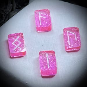Resin - Elder Futhark Runes - Pink Glitter