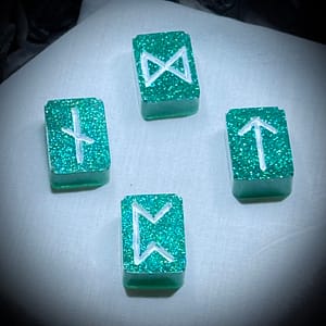 Resin - Elder Futhark Runes - Green Glitter