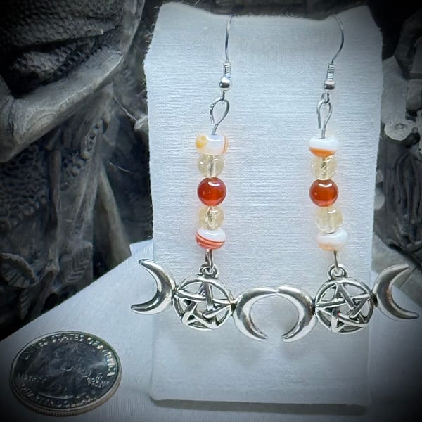Genuine Gemstones - Triple Goddess - Prosperity - Silver - Carnelian & Citrine
