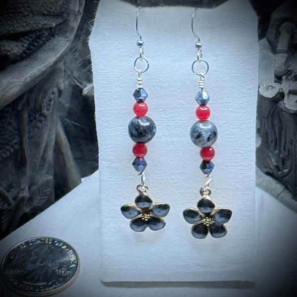 Genuine Gemstones - Cherry Blossom - Make it Goth - Black Brindle Agate & Red Jade
