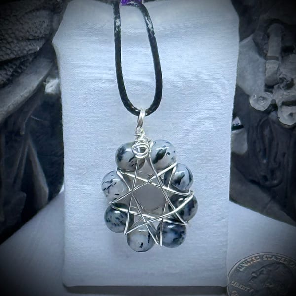 Genuine Gemstone - Pendant - Elven Star - LG Brindle Agate