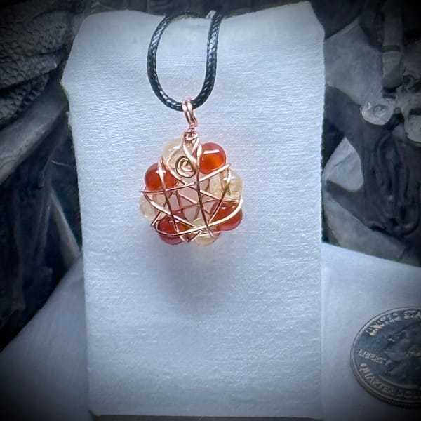 Genuine Gemstone - Pendant - Elven Star - Carnelian and Citrine