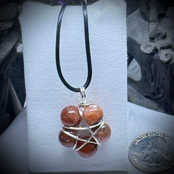 Genuine Gemstone - Pendant - Pentacle - LG Sunstone