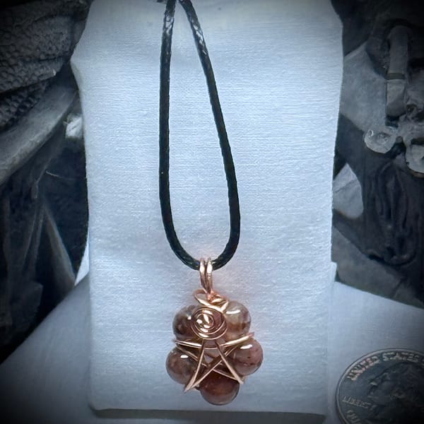 Genuine Gemstone - Pendant - Pentacle - Sunstone