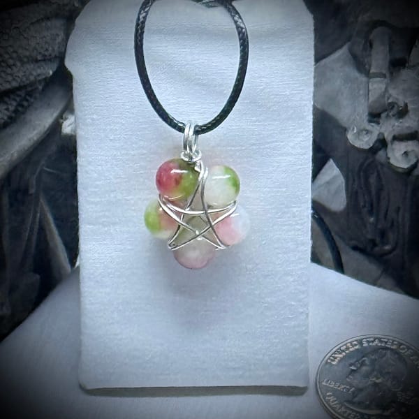 Genuine Gemstone - Pendant - Pentacle - Watermelon Tourmaline