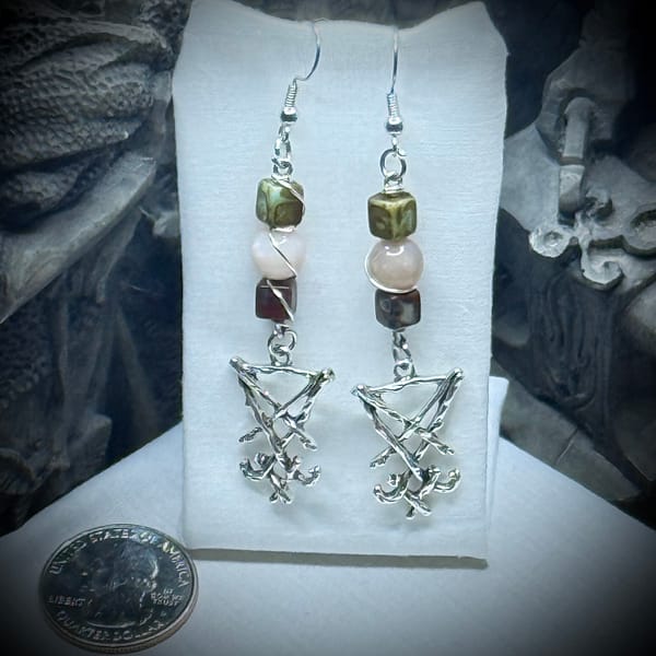 Genuine Gemstones - Faerly Dark - Lucifer Sigil - Peach Moonstone & Ceramic