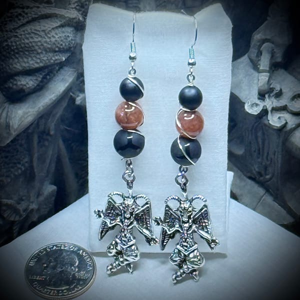 Genuine Gemstones - Faerly Dark - Baphomet - Black Onyx and Sunstone
