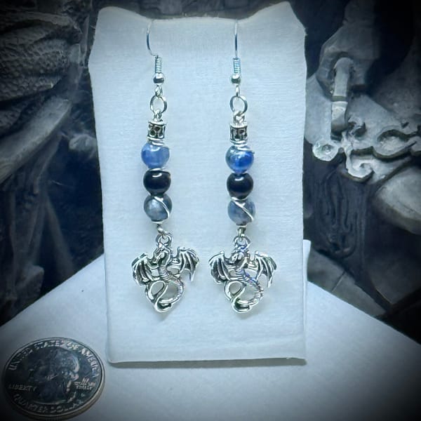Genuine Gemstones - Earrings - Dragons Horde - Blue Kyanite & Blue Goldstone