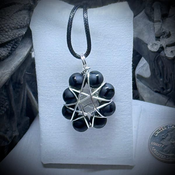 Genuine Gemstone - Pendant - Elven Star - LG Blk Onyx