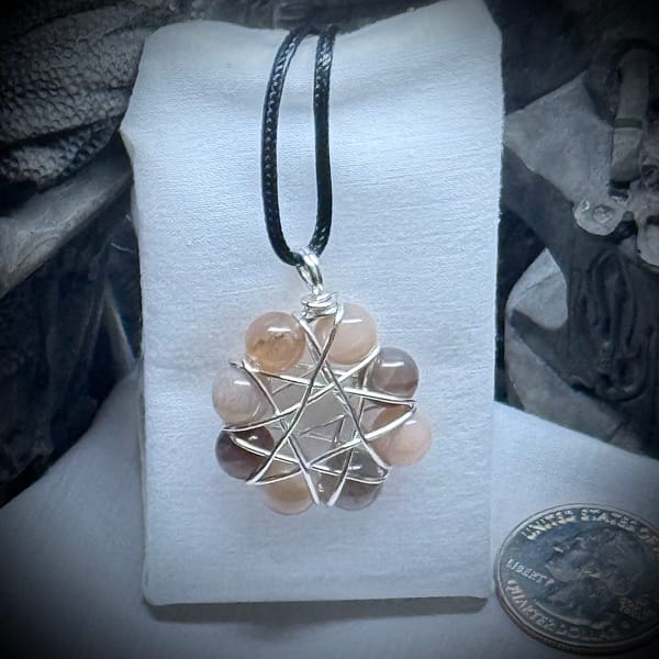 Genuine Gemstone - Pendant - Elven Star - LG Peach Moonstone