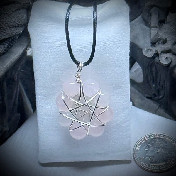 Genuine Gemstone - Pendant - Elven Star - Lg Rose Quartz