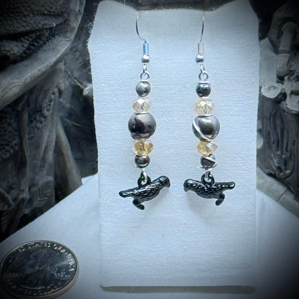 Earrings - Ebony Ravens - Golden Dusk