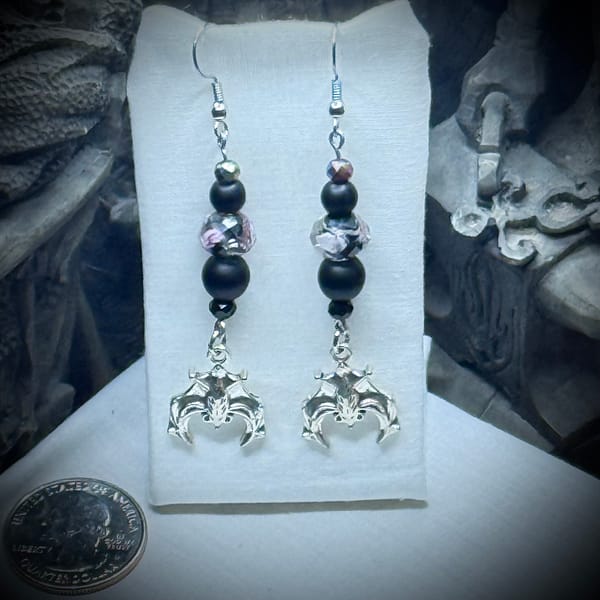 Earrings - Going Batty - Rose Noir